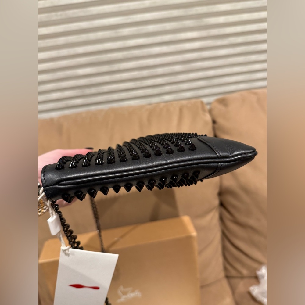 NWT Christian Louboutin Black Spiked Leather Bag - Picture 6 of 10